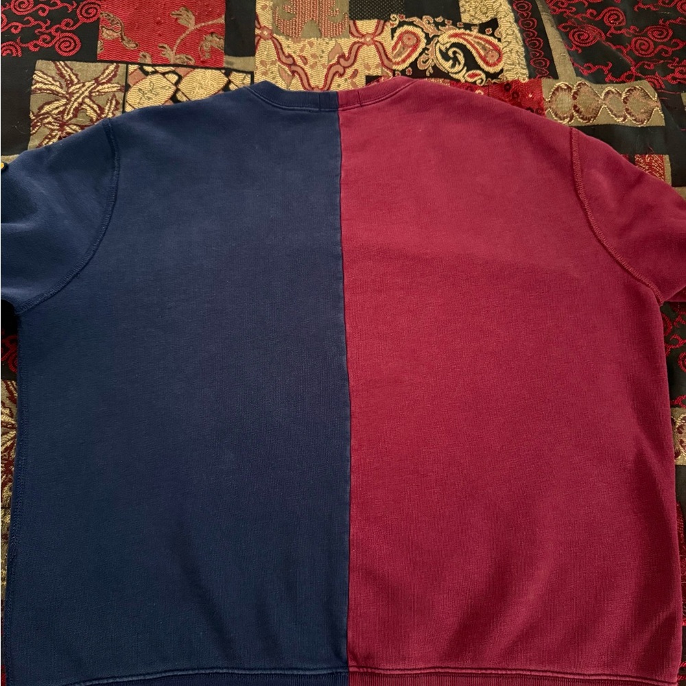 Polo Ralph Lauren ‘67 Polo’ Varsity Chenille Patchwork Maroon/Navy Blue Crewneck - Picture 8 of 9